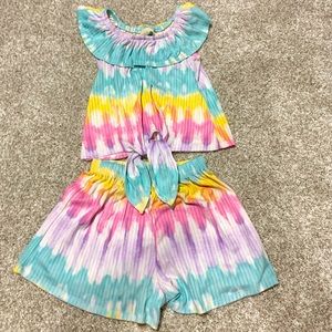 Lily Bleu matching tie-dye shorts outfit, size S